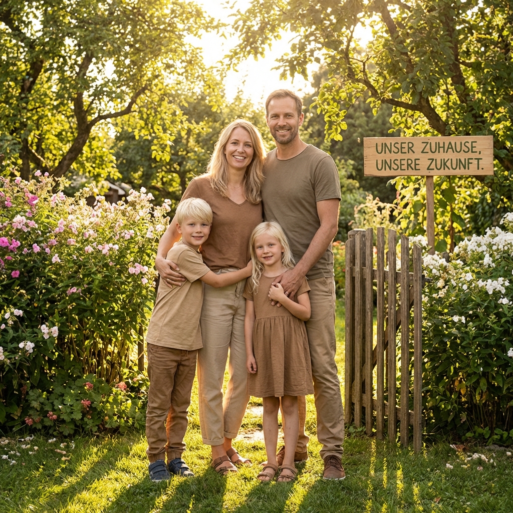 Glückliche Familie im Garten